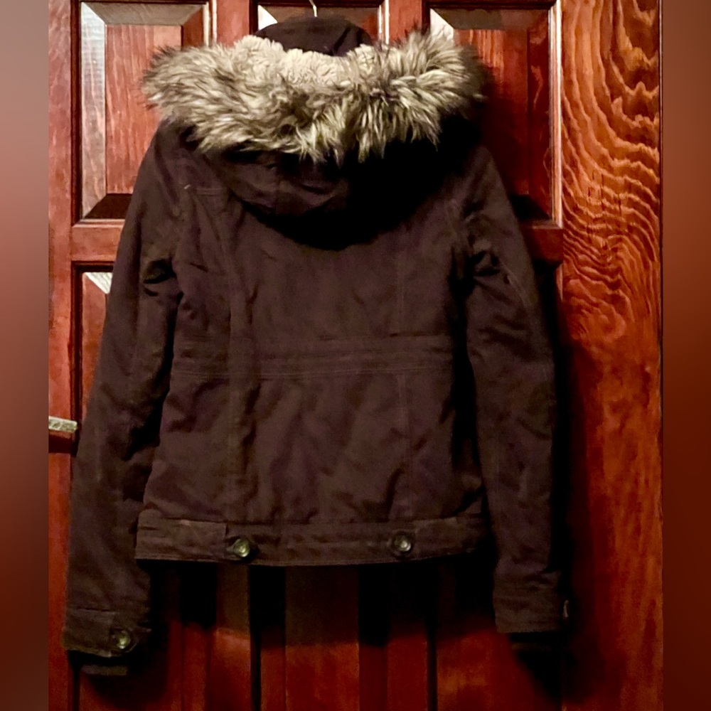 EUC Abercrombie & Fitch dark chocolate brown winter jacket parka size M - Picture 13 of 16